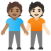 people holding hands: medium skin tone, light skin tone on Google