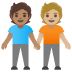 people holding hands: medium skin tone, medium-light skin tone on Google