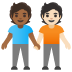 people holding hands: medium-dark skin tone, light skin tone on Google