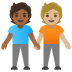 people holding hands: medium-dark skin tone, medium-light skin tone on Google