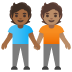people holding hands: medium-dark skin tone, medium skin tone on Google