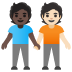 people holding hands: dark skin tone, light skin tone on Google