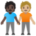 people holding hands: dark skin tone, medium-light skin tone on Google