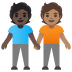 people holding hands: dark skin tone, medium skin tone on Google