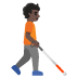 person with white cane facing right: dark skin tone on Google