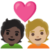 couple with heart: person, person, dark skin tone, medium-light skin tone on Google