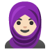 woman with headscarf: light skin tone on Google