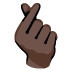 hand with index finger and thumb crossed: dark skin tone on Google