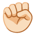 raised fist: light skin tone on Google