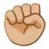 raised fist: medium-light skin tone on Google