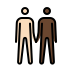 men holding hands: light skin tone, dark skin tone on OpenMoji