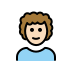 man: light skin tone, curly hair on OpenMoji