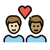 couple with heart: man, man, light skin tone, medium skin tone on OpenMoji