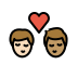 kiss: man, man, light skin tone, medium skin tone on OpenMoji