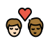 kiss: man, man, light skin tone, medium-dark skin tone on OpenMoji