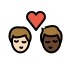 kiss: man, man, light skin tone, dark skin tone on OpenMoji