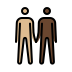 men holding hands: medium-light skin tone, dark skin tone on OpenMoji