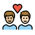 couple with heart: man, man, medium-light skin tone, light skin tone on OpenMoji