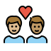 couple with heart: man, man, medium-light skin tone, medium skin tone on OpenMoji