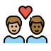 couple with heart: man, man, medium-light skin tone, medium-dark skin tone on OpenMoji