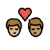 kiss: man, man, medium-light skin tone, medium skin tone on OpenMoji