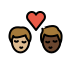 kiss: man, man, medium-light skin tone, dark skin tone on OpenMoji