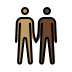 men holding hands: medium skin tone, dark skin tone on OpenMoji