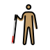man with white cane: medium skin tone on OpenMoji