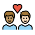 couple with heart: man, man, medium skin tone, light skin tone on OpenMoji