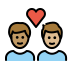 couple with heart: man, man, medium skin tone, medium-light skin tone on OpenMoji