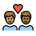 couple with heart: man, man, medium skin tone, medium-dark skin tone on OpenMoji