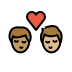 kiss: man, man, medium skin tone, medium-light skin tone on OpenMoji