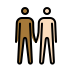 men holding hands: medium-dark skin tone, light skin tone on OpenMoji