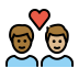 couple with heart: man, man, medium-dark skin tone, medium-light skin tone on OpenMoji