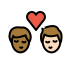 kiss: man, man, medium-dark skin tone, light skin tone on OpenMoji
