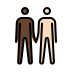 men holding hands: dark skin tone, light skin tone on OpenMoji