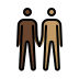 men holding hands: dark skin tone, medium skin tone on OpenMoji