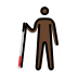 man with white cane: dark skin tone on OpenMoji