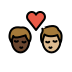 kiss: man, man, dark skin tone, medium-light skin tone on OpenMoji