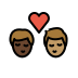 kiss: man, man, dark skin tone, medium skin tone on OpenMoji