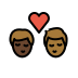 kiss: man, man, dark skin tone, medium-dark skin tone on OpenMoji