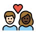couple with heart: woman, man, light skin tone, dark skin tone on OpenMoji