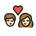 kiss: woman, man, light skin tone on OpenMoji