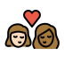 kiss: woman, woman, light skin tone, medium-dark skin tone on OpenMoji