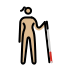 woman with white cane facing right: medium-light skin tone on OpenMoji