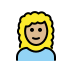woman: medium-light skin tone, curly hair on OpenMoji