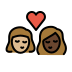 kiss: woman, woman, medium-light skin tone, dark skin tone on OpenMoji