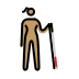 woman with white cane facing right: medium skin tone on OpenMoji