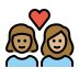 couple with heart: woman, woman, medium skin tone, medium-light skin tone on OpenMoji