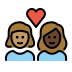couple with heart: woman, woman, medium skin tone, dark skin tone on OpenMoji